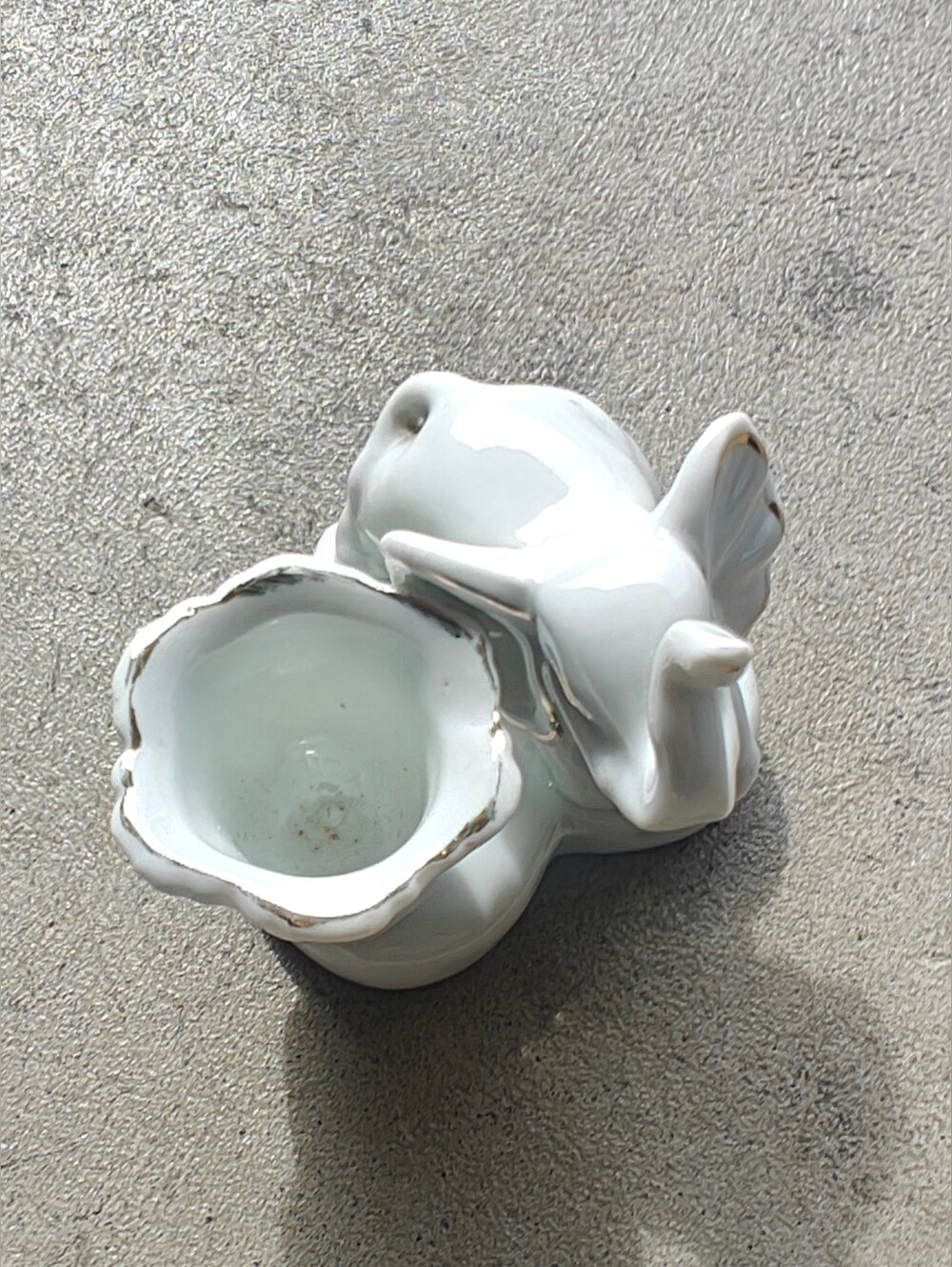 Porcelain Elephant Figurine Candle Holder with Scalloped Cup White - Picture 5 of 8